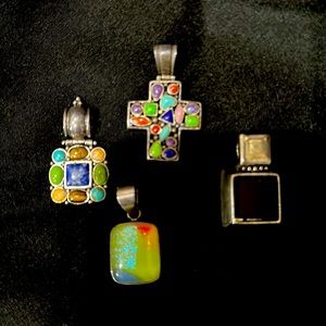 Lot of 4 pendants; two turquoise